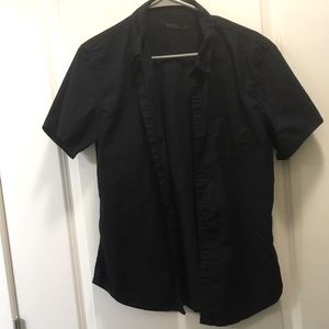 Navy Short-sleeve Button-up Shirt